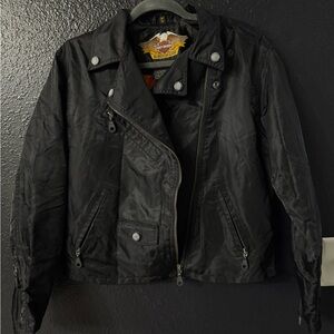 Harley Davidson Satin Black Moto-Style Jacket
